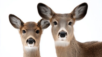 Two deer on white background