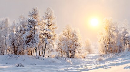 winter landscape with snow covered tress