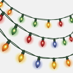 String of colorful glowing christmas light bulb decoration