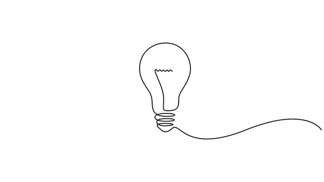 Minimalist continuous single line drawing of a light bulb animation video. Innovation and creativity concepts vector illustration