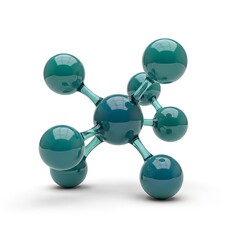 Molecular Structure Model with Teal Spheres and Connecting Rods.
