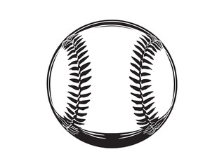 Minimalist black and white baseball ball vector illustration simple sports icon for graphic projects