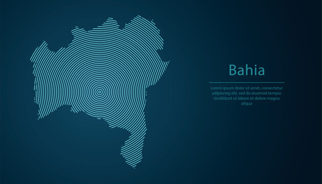 Bahia state of Brazil. Map contour with abstract circular line pattern