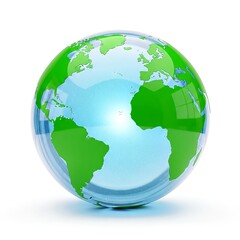 Earth Globe with Continents in Green and Blue.