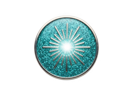 Radiant sunburst emblem isolated on transparent background for graphic design and branding projects