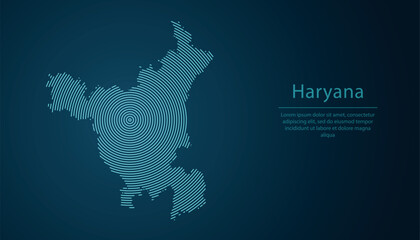 Haryana state of India, map contour with abstract circular line pattern