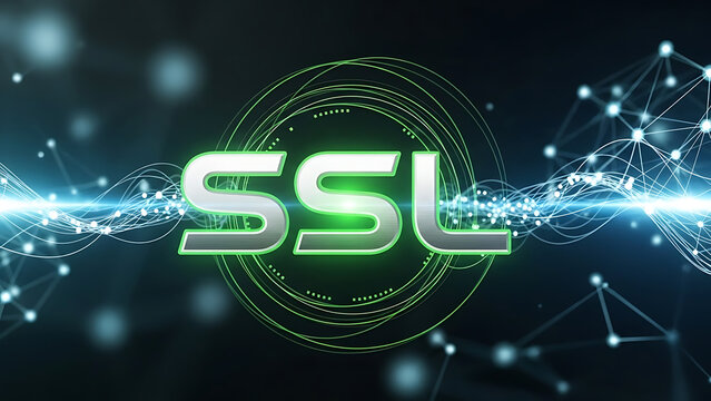 SSL security concept with secure socket layer encryption, data protection, secure connection and website security technology
