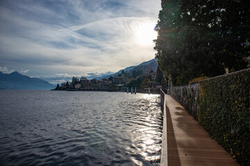 Walking path on Lake Como coastline