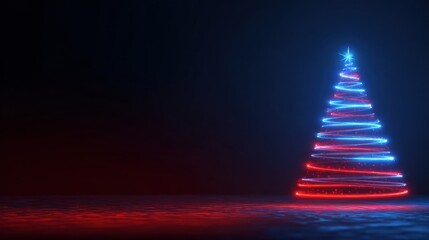 Futuristic glowing tree made of light streaks in vibrant digital style