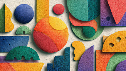 Vibrant abstract design featuring a variety of colorful shapes and patterns 