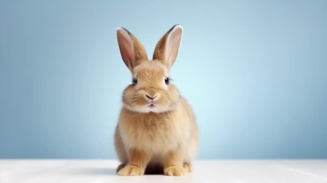 cute animal pet rabbit or bunny brown color smiling and laughing isolated with copy space for easter background, rabbit, animal, pet, cute, fur, ear, mammal, background, celebration, generate by AI