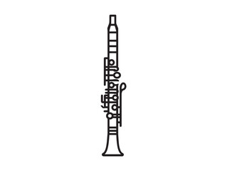 Minimalist clarinet icon 2D vector line art design suitable for modern graphic design works