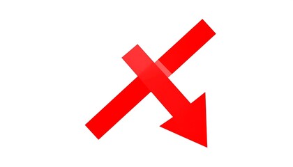 Obraz premium Red X with Arrow, Prohibition Symbol, No Left Turn.