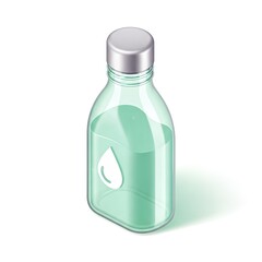Isometric Bottle of Water with Drop Icon for Hydration.