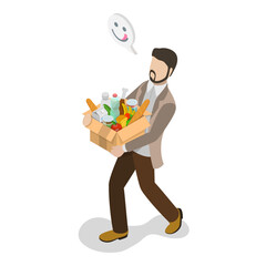 3D Isometric Flat Vector Illustration of Happy Shoppers, People Having Good Time in a Mall or Grocery Store. Item 2