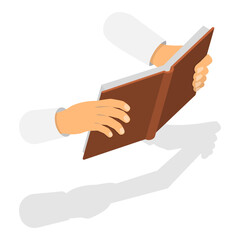 3D Isometric Flat Vector Illustration of Hands with Books, Studing and Education, Literature and Reading. Item 1