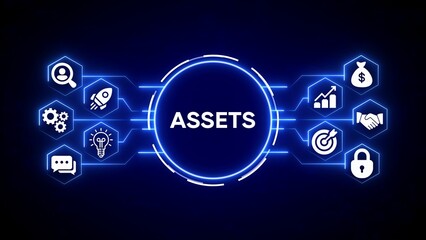 Digital network connecting icons for business growth investment idea security and communication abstract