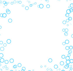 A black background with a border of light blue shapes and dark blue circular designs inside them