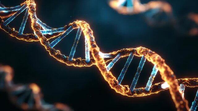 DNA double helix genetic material. Gene sequencing abstract design. Floating in space background, 
science, abstract, biology, biotechnology, molecular, health, genetic
