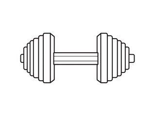 Minimalist dumbbell 2D vector line art gym equipment design modern health icon idea