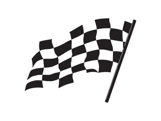 Minimalist finish flag symbol 2D vector line art illustration for racing and sport design