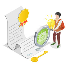 3D Isometric Flat Vector Illustration of AI and Document Automation, Technology Innovations. Item 3