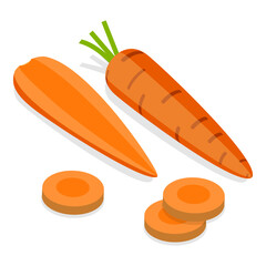 3D Isometric Flat Vector Set of Fresh Sliced Vegetables, Healthy Food. Item 7
