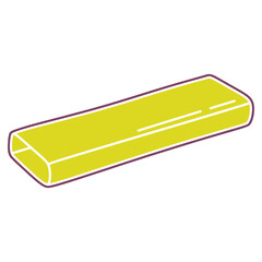 Isolated Yellow Block with Rounded Edges and Purple Outline Represents Engineering Material or Geometric Form on White Background