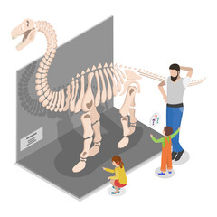 Fototapeta premium 3D Isometric Flat Vector Illustration of School Museum Excursion, Cultural Education, Exhibition. Item 3