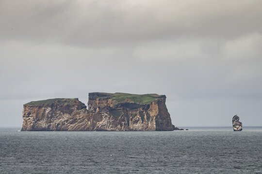 Saga and bird island Drangey in the evening light, Skagafj&ouml;r&eth;ur, North Iceland, Iceland