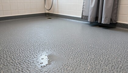 Medium shot of bathroom floor coated with durable antislip paint providing secure footing in highhumidity residential wet areas