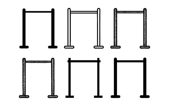 Minimalist hand drawn parallel bars set for fitness and gym designs