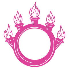 Modern Pink Ring of Fire Element with Central Copy Space and Bold Outlines Design Graphic