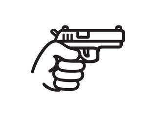 Simple finger gun vector icon 2D vector line art for user interface and branding