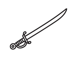 Vector line art cutlass pirate sword flat icon for creative web graphic and app design