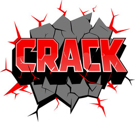 Crack wall texture editable text effect vector  on white background 