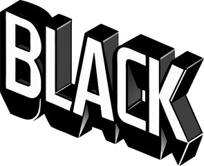 Black text 3d effect vector on white background 
