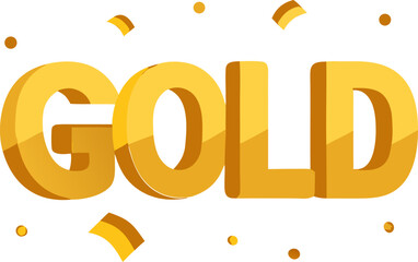 Gold 3d text effect with confetti vector  on white background 