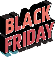 Black friday 3d text effect vector on white background 