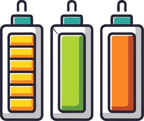 Battery level  inicators colorful   battery charge vector 