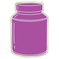 Purple Jar Illustration with Green Outline for Health or Food Storage Concept Artwork Graphic