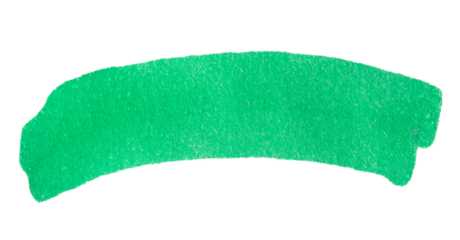 Green marker brush stroke single line isolated on transparent background