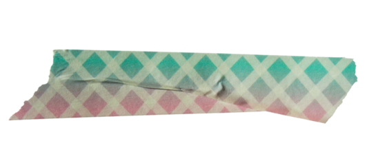 Ripped torn paper adhesive colorful grid pattern masking tape on transparent background, washi tape design element