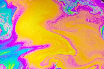 Psychedelic multicolored background abstract. Rainbow colors. patterns background. Photo macro shot of soap bubbles