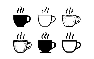 Variety of coffee cups in diverse art styles