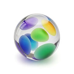 Colorful Glass Paperweight with Abstract Design on White Background.