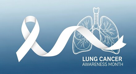 Show your support for Lung Cancer Awareness Month with this impactful design featuring a symbolic ribbon and lungs, perfect for campaigns and events