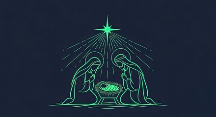Glowing nativity scene evokes peace and hope for the holiday season, perfect for Christmas cards, social media, and spiritual designs this winter