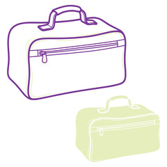 Stylized Illustration of Two Travel Bags or Lunchboxes with Handles and Zippers Isolated on White Background for Design Projects