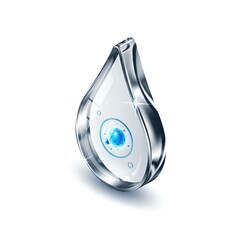 Water Drop with Blue Circle Inside, Symbolizing Purity and Cleanliness.